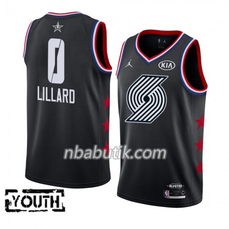 NBA Børn Trøje Portland Trail Blazers Damian Lillard 0 2019 All-Star Jordan Brand Sort Swingman